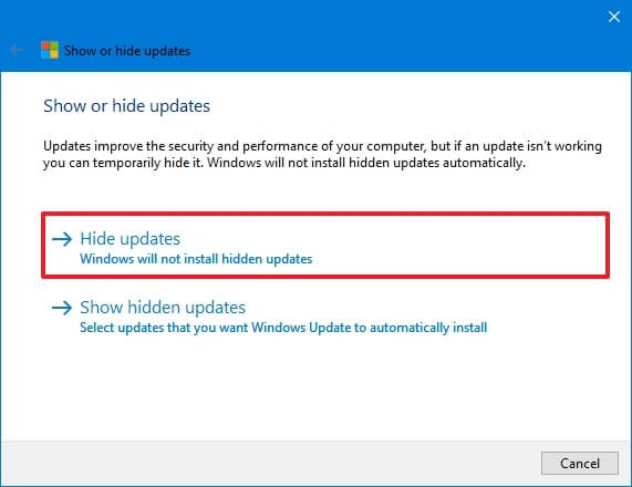 Hide updates option