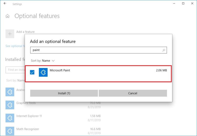 Install MS Paint app on Windows 10 20H1