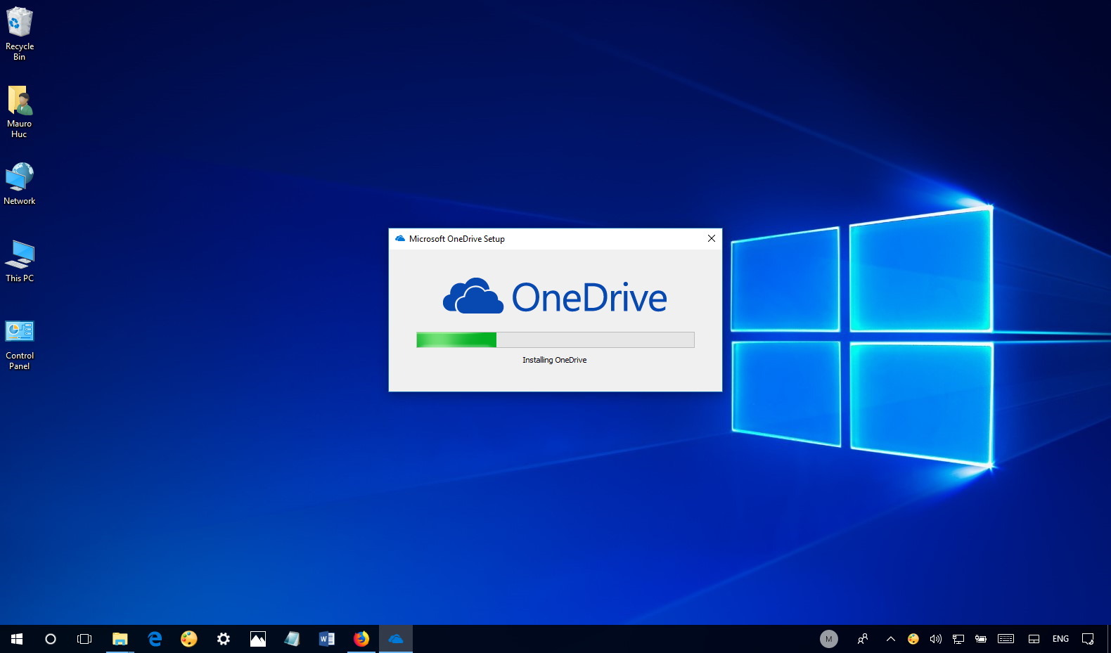 Installing OneDrive on Windows 10