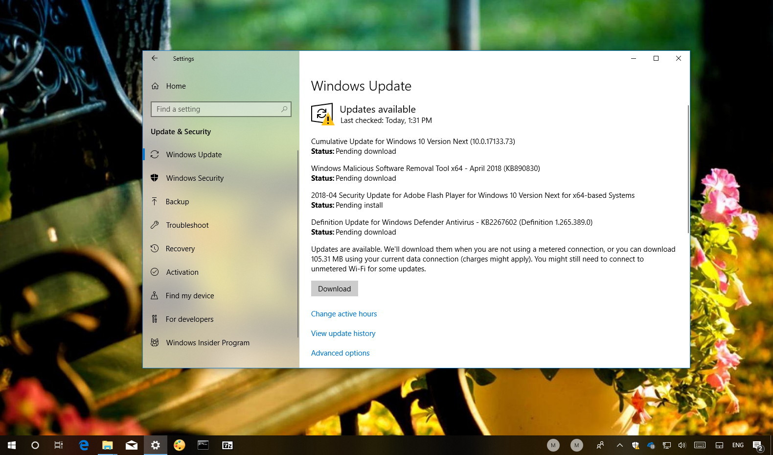 Windows 10 update KB4100375