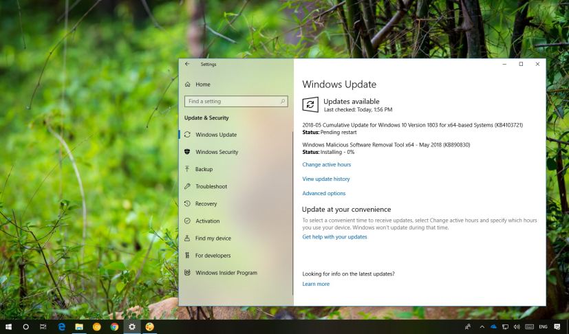KB4103721 update for Windows 10 version 1803 releases