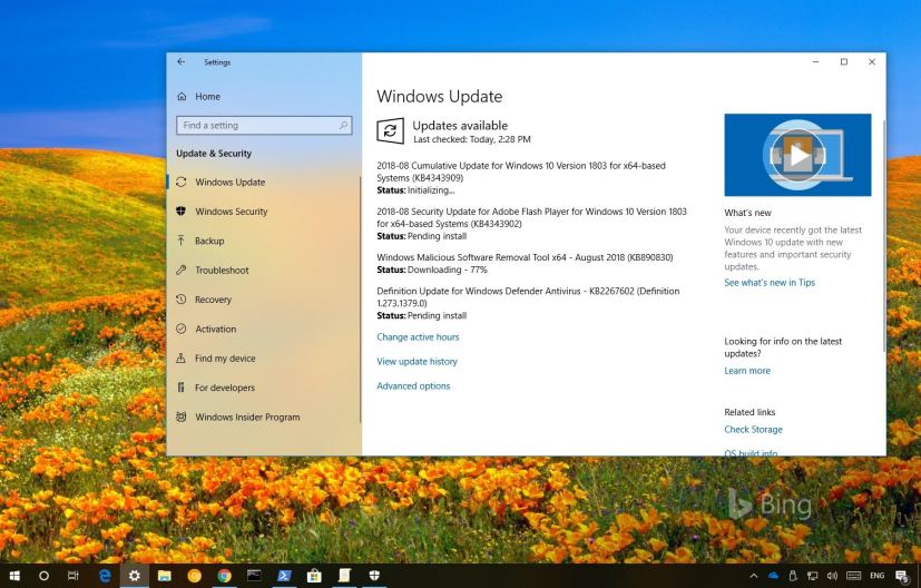 Windows 10 update KB4343909