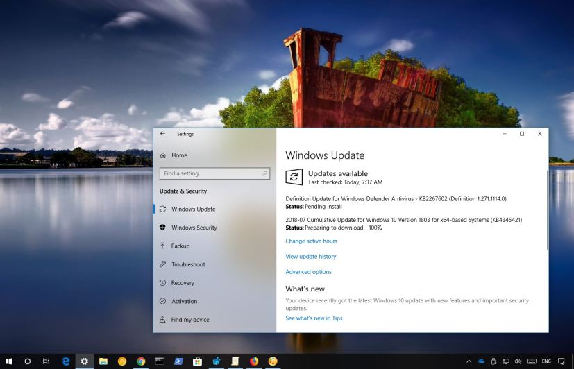Windows 10 update KB4345421