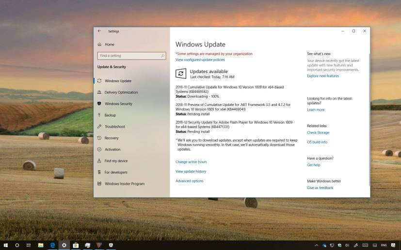 KB4469342 update, Windows 10 17763.168