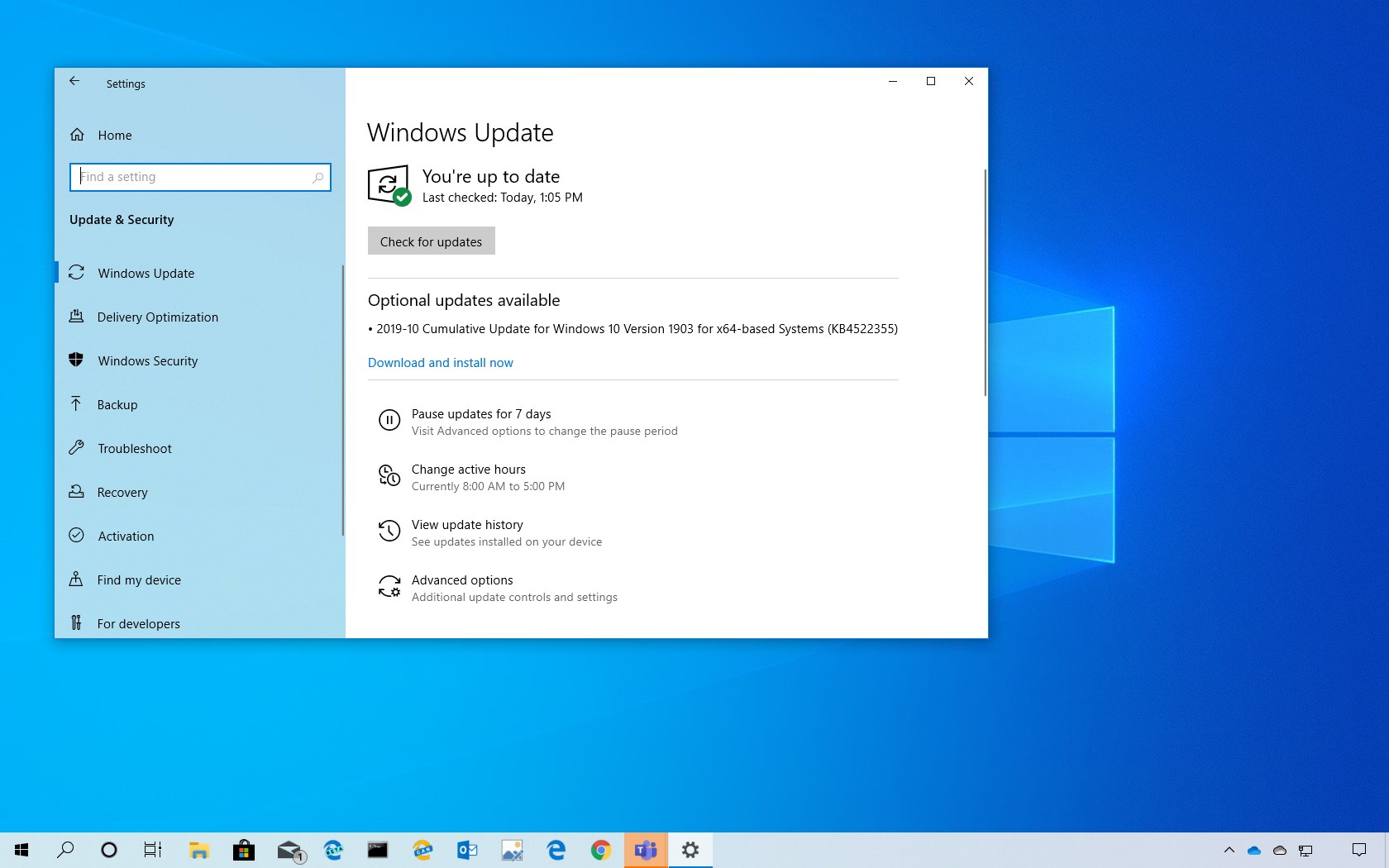 KB4522355 update for Windows 10 version 1903 download