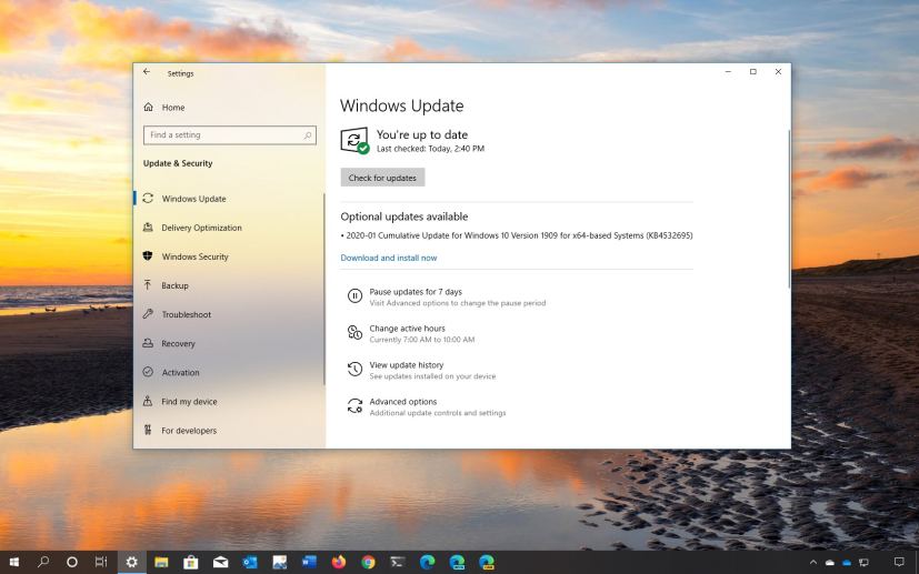 Windows 10 update KB4532695 download