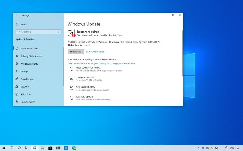 Windows 10 update KB4540409