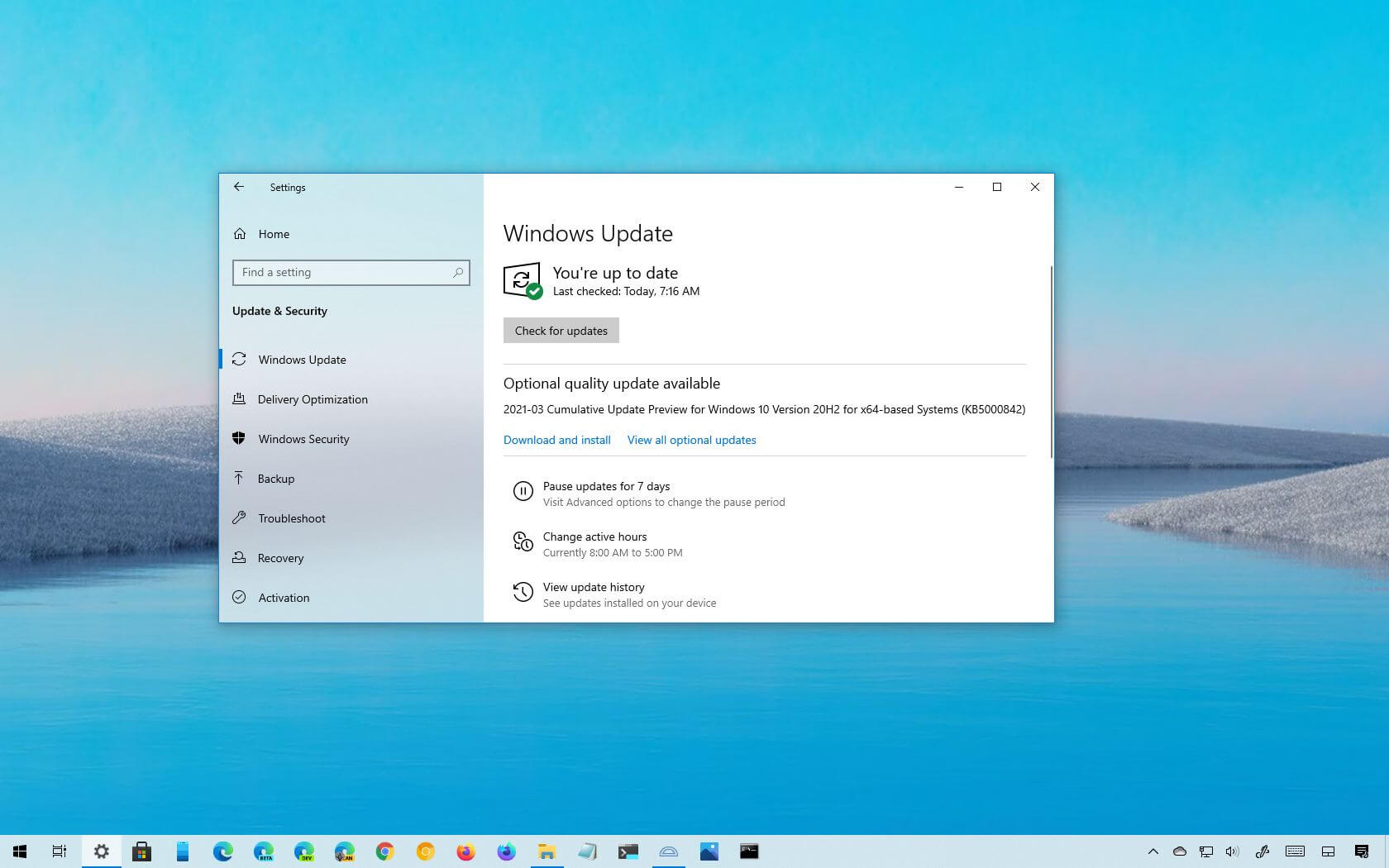 Windows 10 update KB5000842