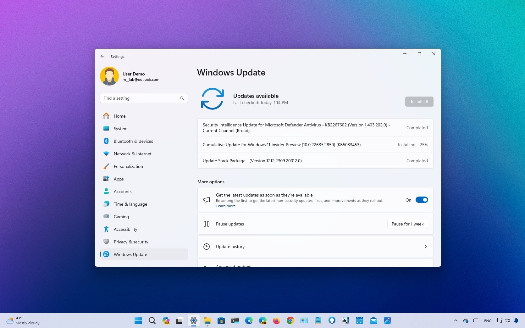 Windows 11 installing update KB5033453