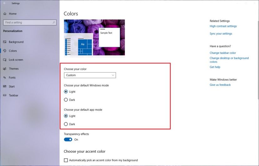 Windows 10 April 2019 Update option to enable light mode