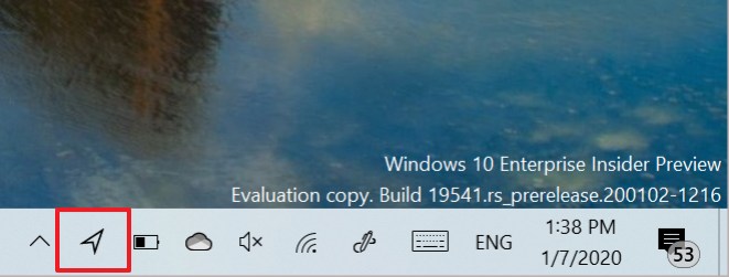 Windows 10 new location icon in taskbar (Source: Microsoft)