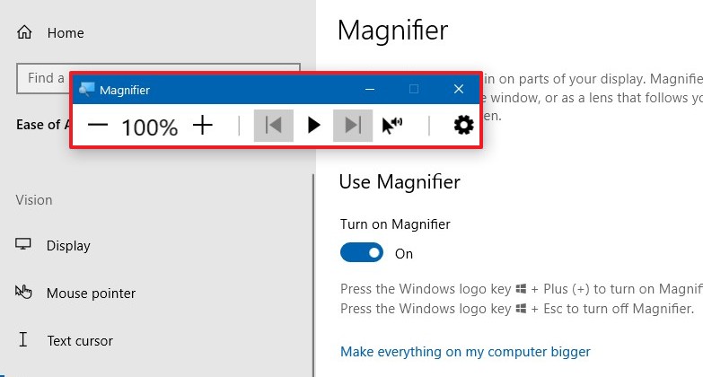 Magnifier UI on Windows 10 20H1