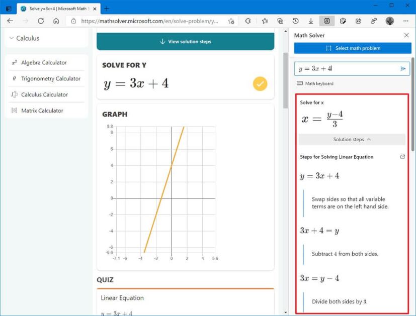 Math problem solution and instructions