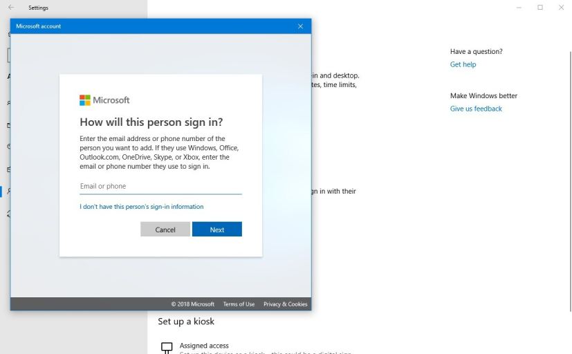 Microsoft account authentication experience