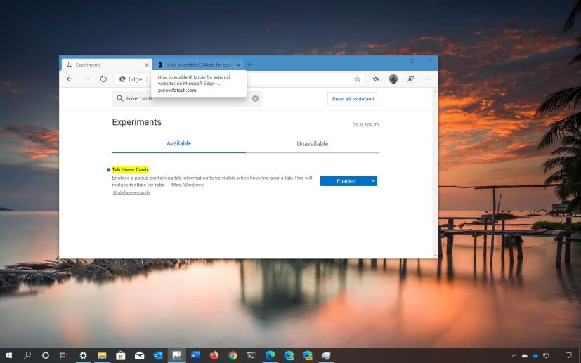 Microsoft Edge enable tab previews