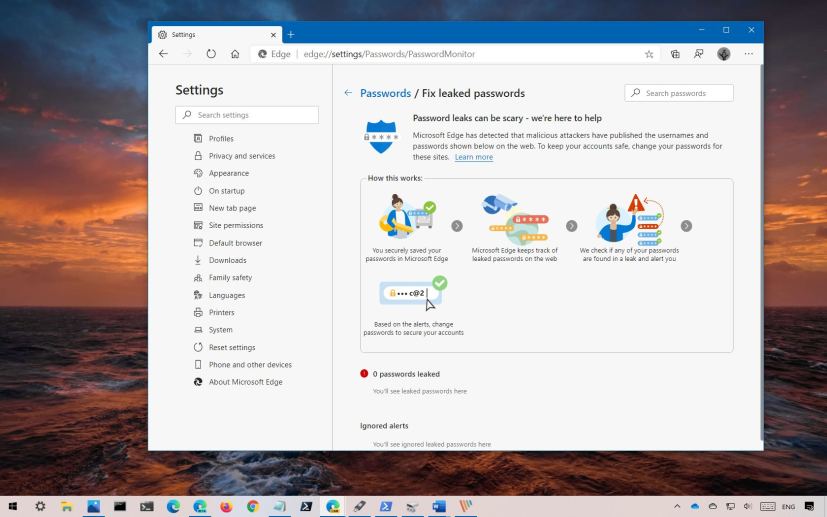 Microsoft Edge password monitor