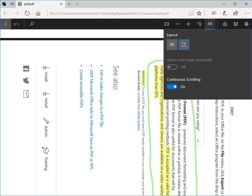 Microsoft Edge PDF rotation