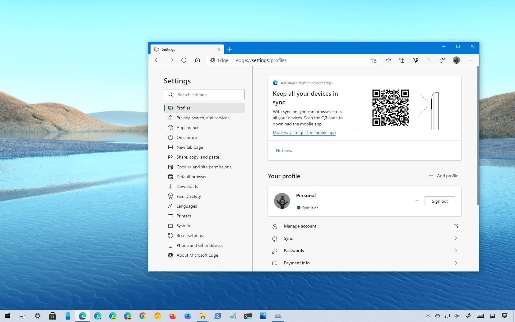 Microsoft Edge on Windows 10