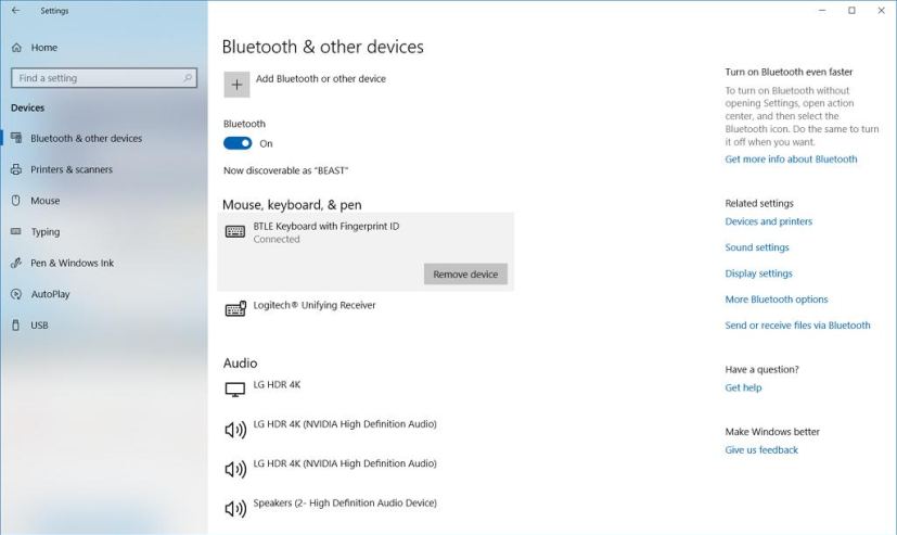 Microsoft Modern Keyboard connected