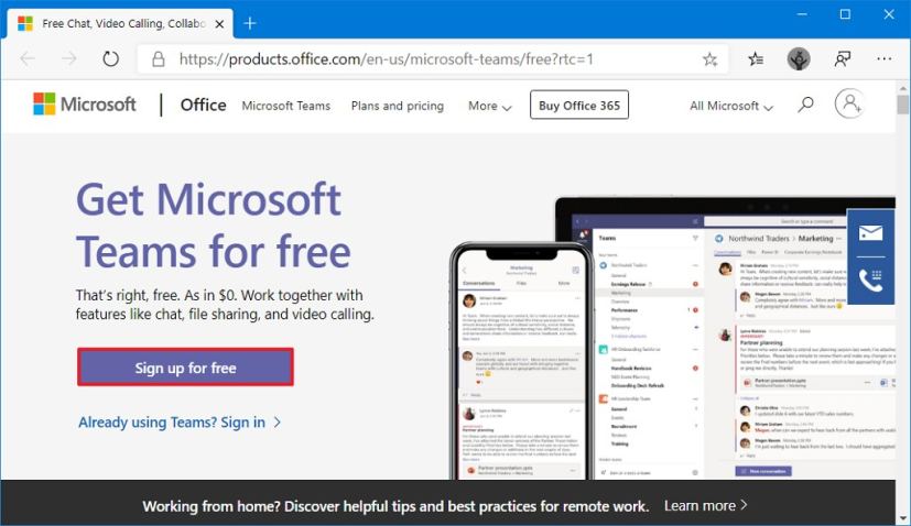 Microsoft Teams sign up online