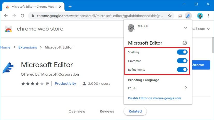 Microsoft Editor options