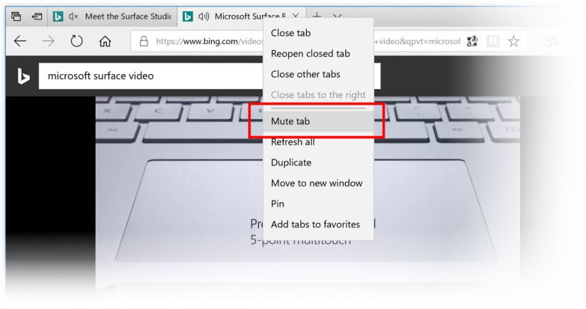 Edge mute tab option