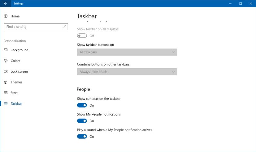 My People settings on the Windows 10 Fall Creators Update