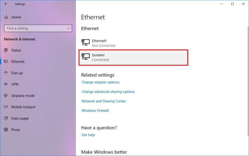 Windows 10 network adapter settings