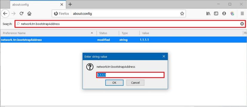 network.trr.bootStrapAddress setting on Firefox