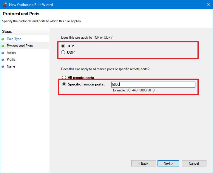 Firewall outbound protocol option