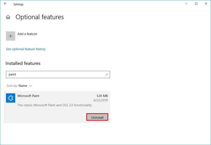 Uninstall Microsoft Paint (classic) app on Windows 10 20H1