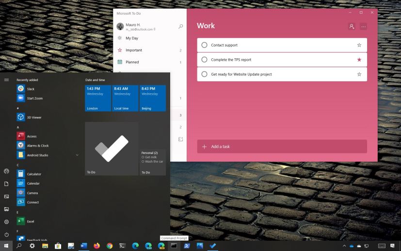 Microsoft To Do pin list to Windows 10 Start menu