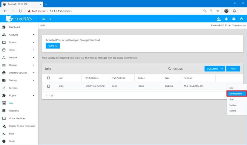 Plex mount points option on FreeNAS