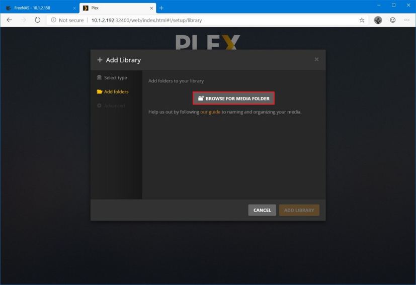 Plex add folders to library option