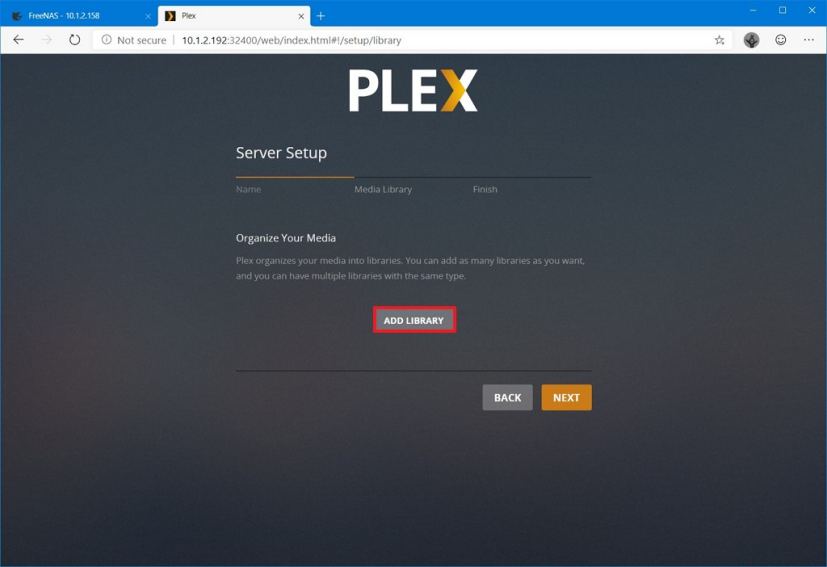 Plex add library option