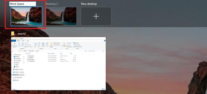 Rename virtual desktop option on Windows 10 20H1