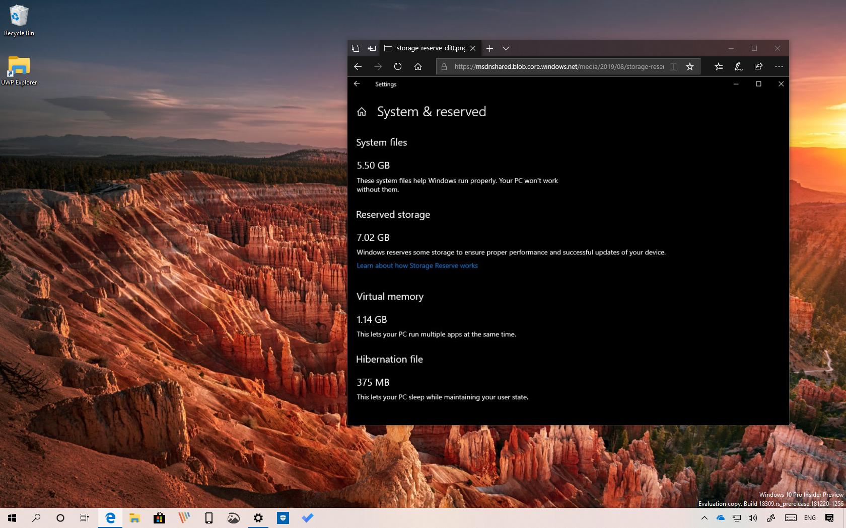 Reserved Storage for Windows 10 version 1903