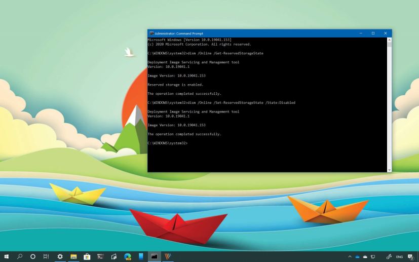 Reserved Storage enable and disable dism commands