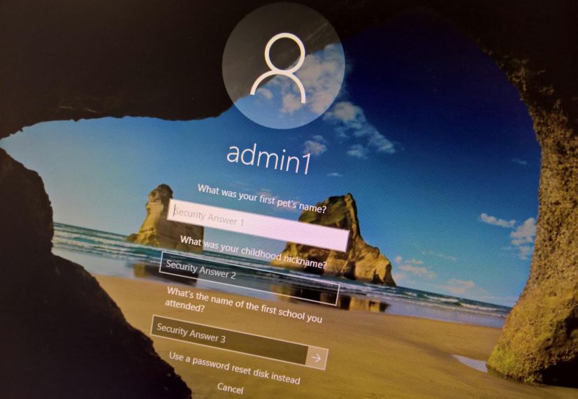 Reset local account password on Windows 10