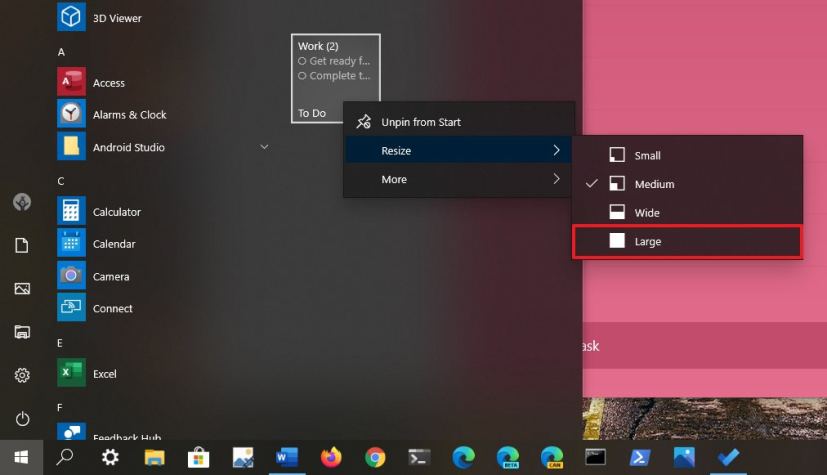 Resize Microsoft To Do title on Start menu