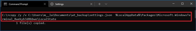 Command to restore Windows Terminal settings