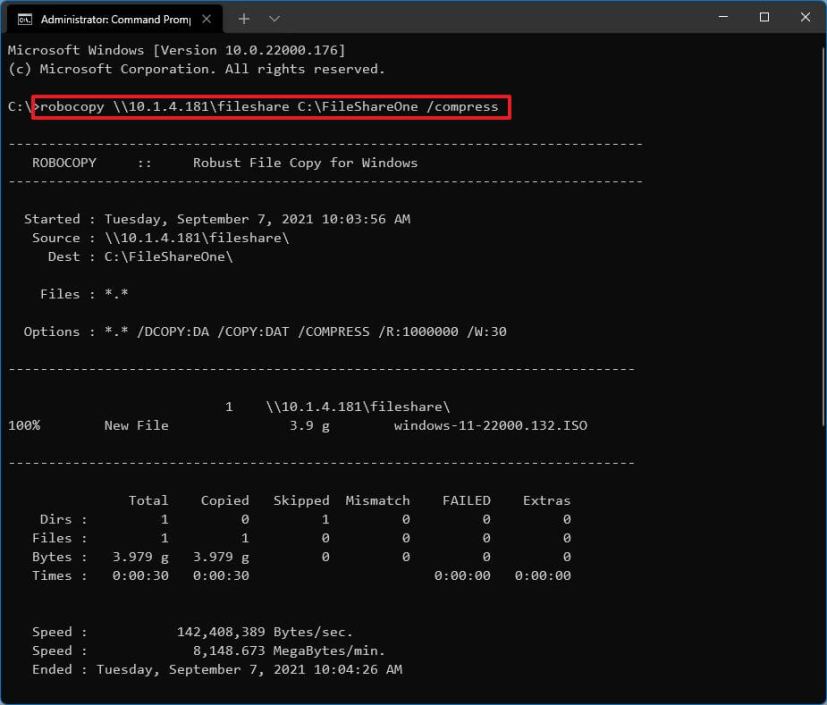 Robocopy SMB compression enabled