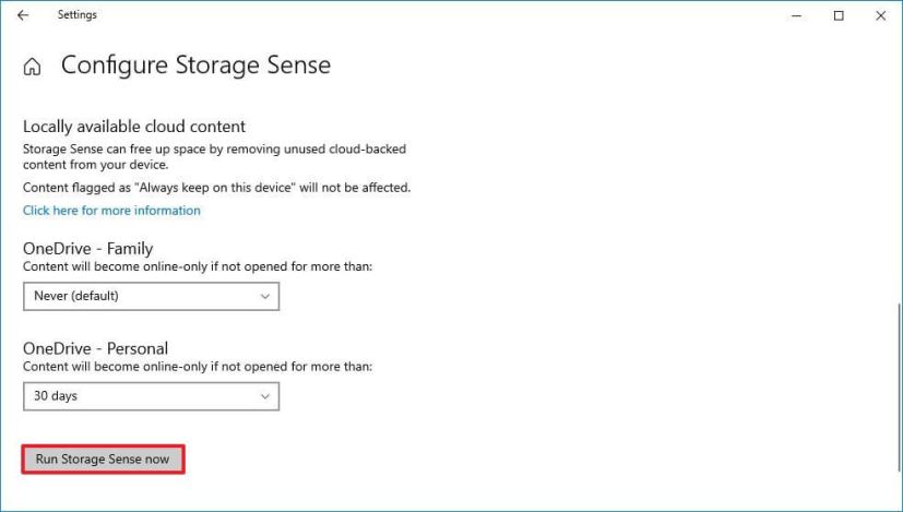 Run Storage Sense now