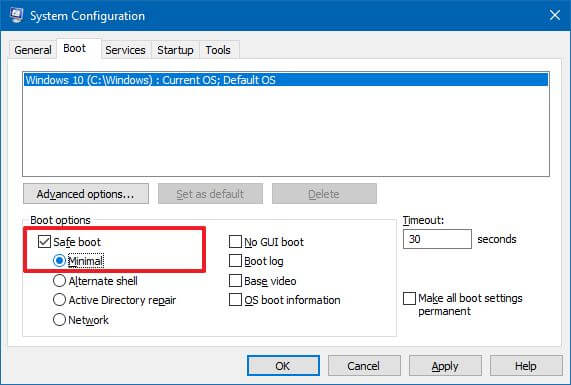 msconfig boot in Safe Mode