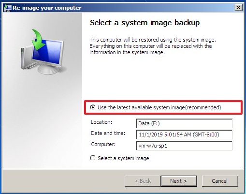 Select image recovery