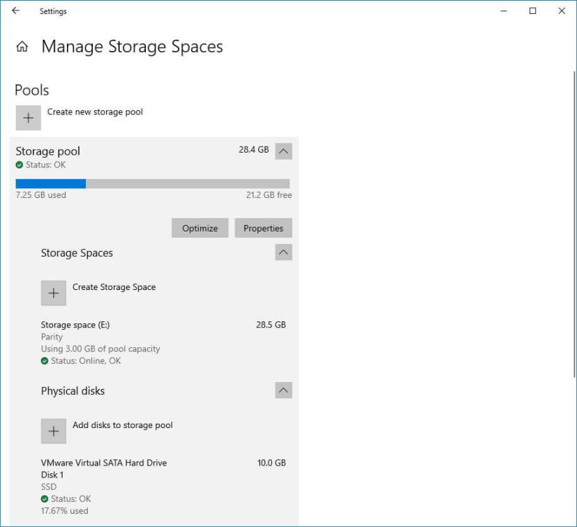 Storage pool optimize option