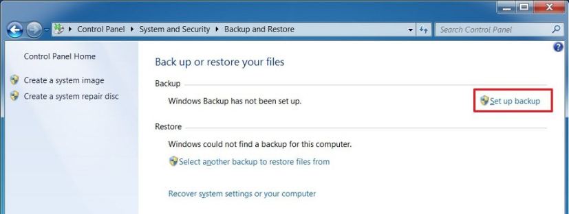 Windows 7 setup file backup