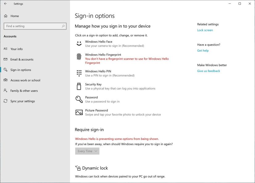 Signing options with Security key set up option