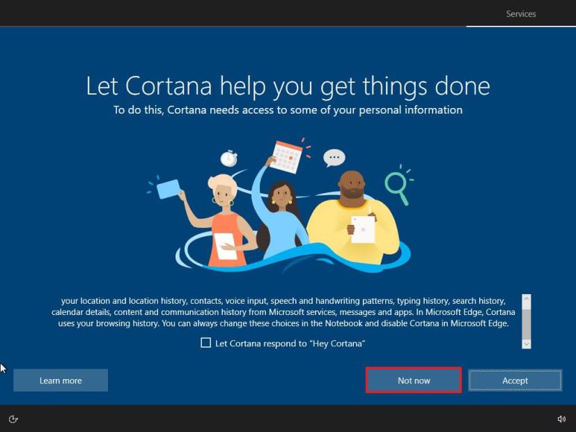 OOBE skip Cortana setup