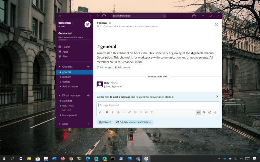 Slack app on Windows 10